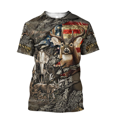 Deer Hunting Personalized Name 3D All Over Printed Shirts MH20052103