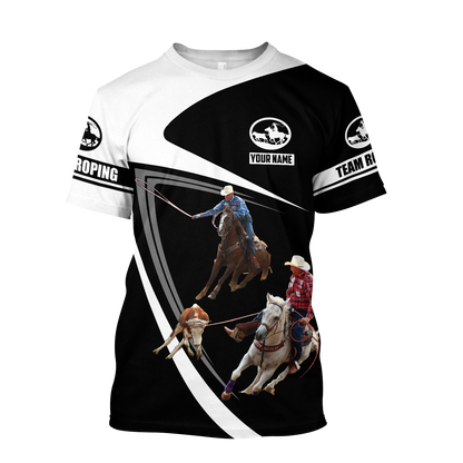 Personalized Name Bull Riding 3D All Over Printed Unisex Shirts Team Roping