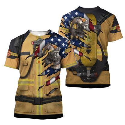 Firefighter 911 Patriot Day 3D All Over Printed Unisex Shirts