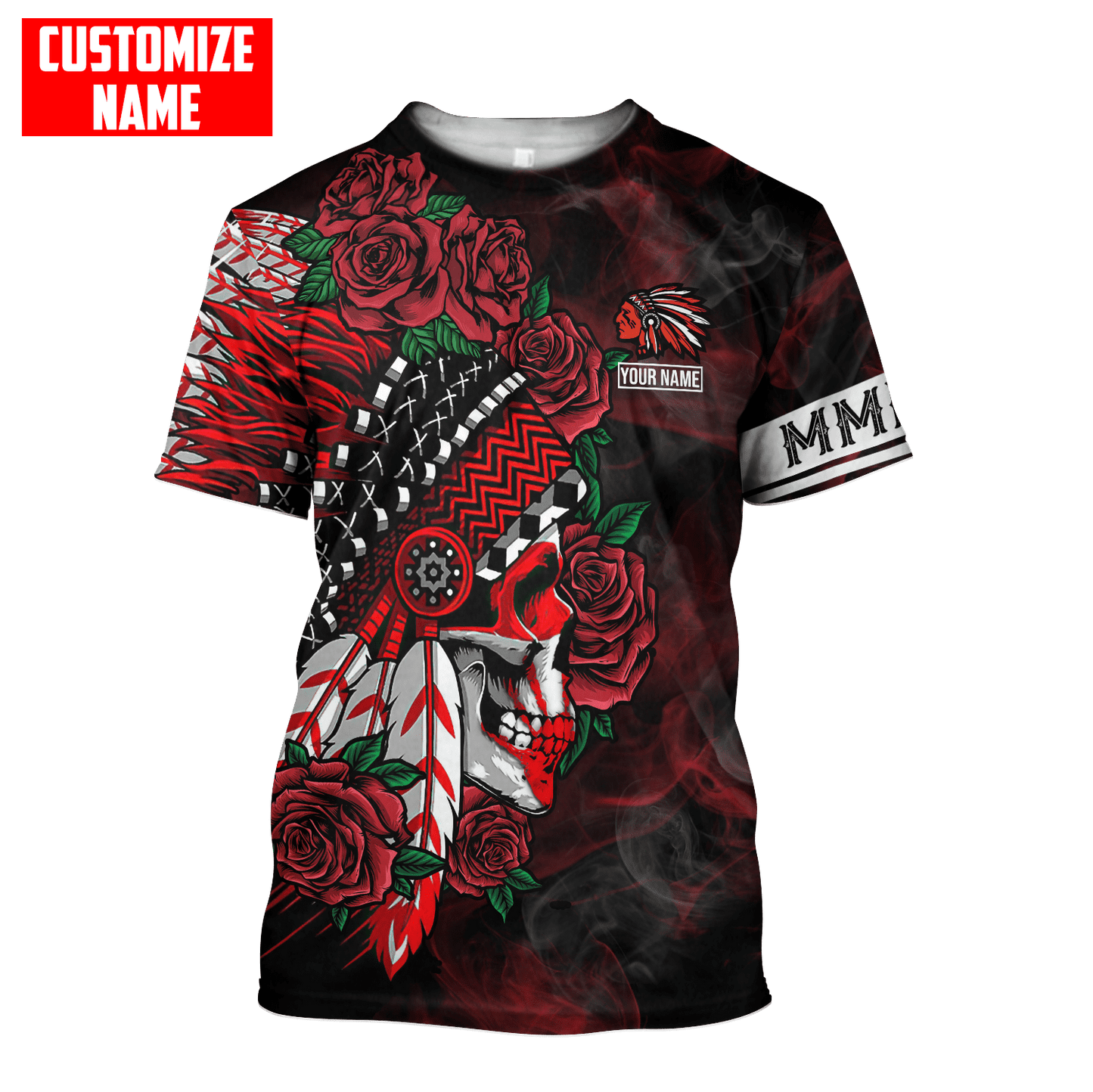 Customized name Native American Chief Skull MMIW Red Hand 3D All Over Printed Shirts