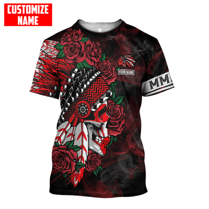 Customized name Native American Chief Skull MMIW Red Hand 3D All Over Printed Shirts