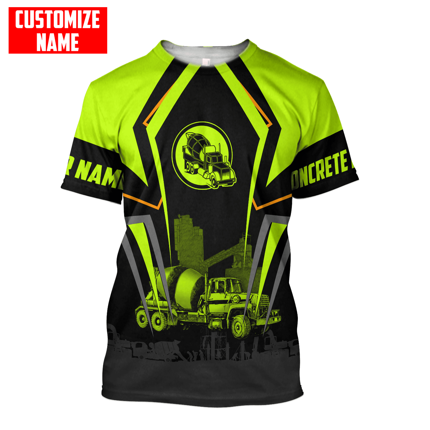 Concrete Mixer Green Customized name Concrete Finisher 3D Printed Shirts