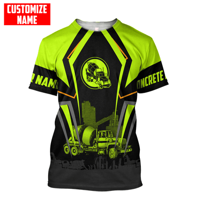 Concrete Mixer Green Customized name Concrete Finisher 3D Printed Shirts