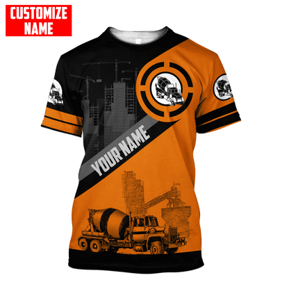 Concrete Finisher Orange Mixer Custom name 3D printed shirts
