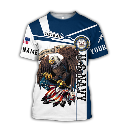 Custom name US Navy Veteran 3d printed shirts Proud Military NTN18052104