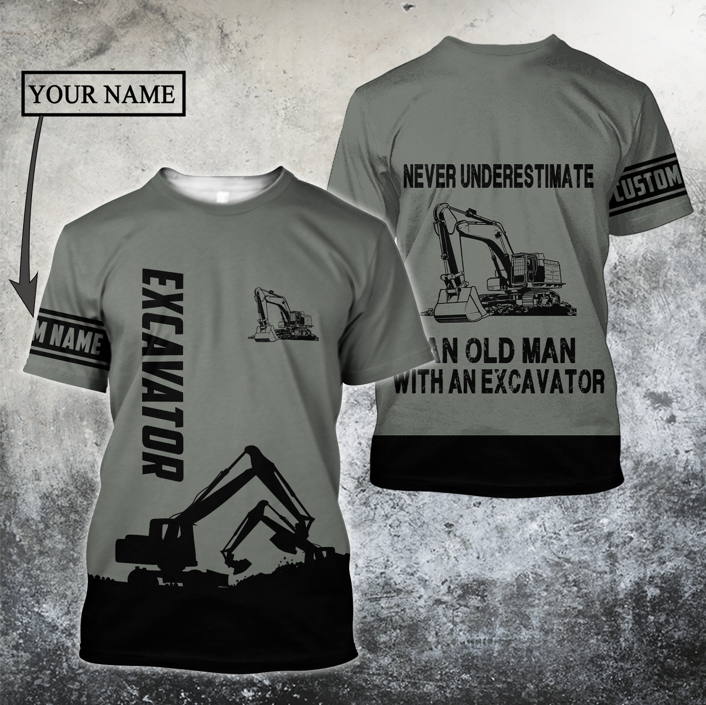 Personalized Excavator 3D All Over Printed Unisex Shirts For Men And Women