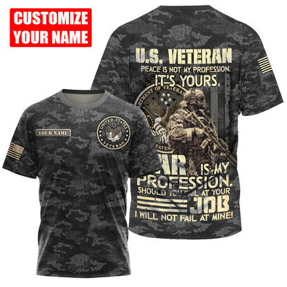 Custom Name US Veteran 3D All Over Printed Unisex Shirts