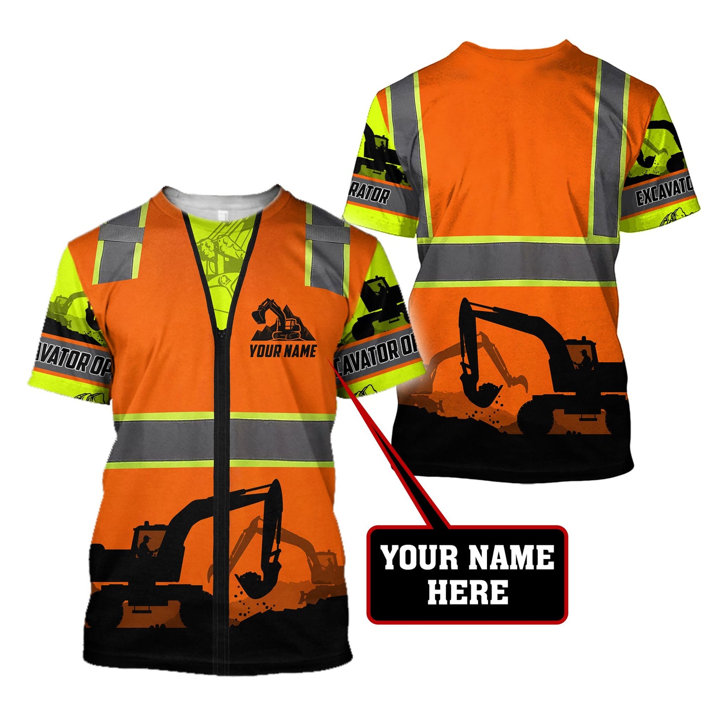 Premium Personalized 3D Printed Excavator Operator Shirts MEI