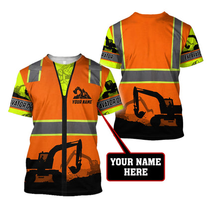 Premium Personalized 3D Printed Excavator Operator Shirts MEI