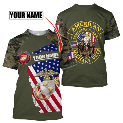 Custom name US Marine Corps Veteran Brothers in arms 3D print shirts