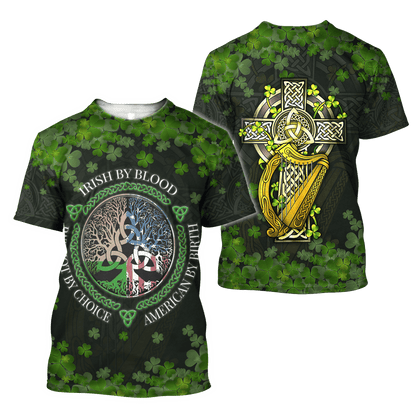 Irish 3D All Over Printed Unisex Shirts Saint Patrick's Day Irish By Blood