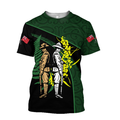 The ode Australia and Kiwi Veteran green 3D print shirts