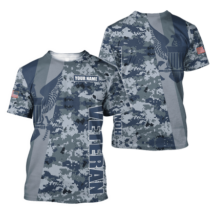 Custom name US Navy Veteran Camo 3d printed shirts Proud Military HHT20052105