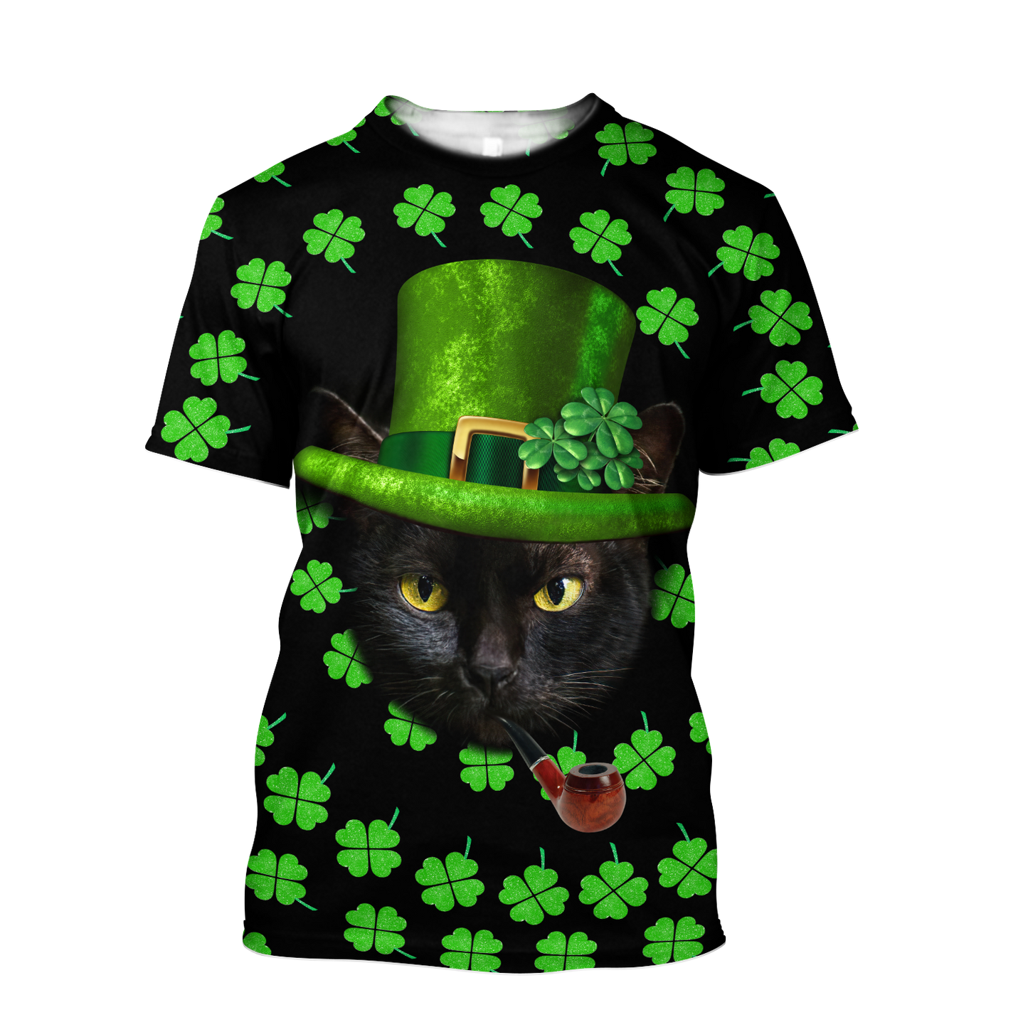 3D All Over Printed  Irish- American black cat  St Patrick Day Unisex Shirts
