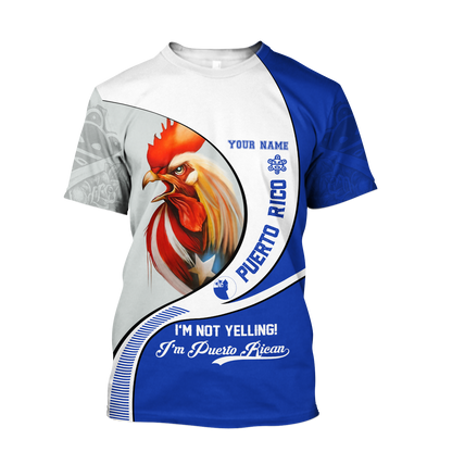 Custom Name Rooster Puerto Rico Hoodie For Men And Women MH12032102