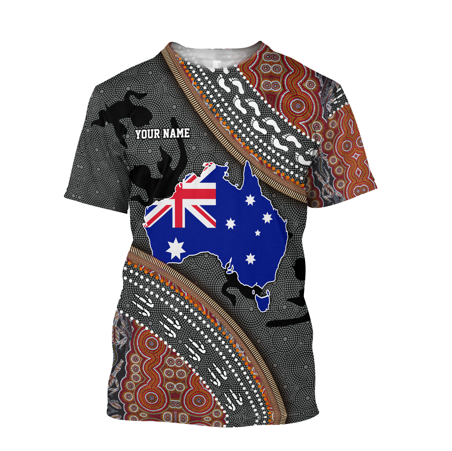 Custom name Australian Flag Aboriginal dots Zip pattern 3D printed summer shirts