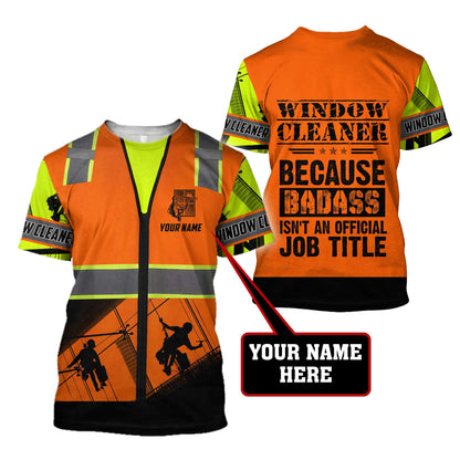 Premium Personalized 3D Printed Window Cleaner Shirts Badass MEI