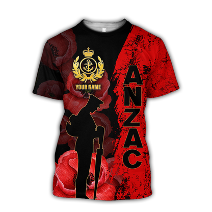 Personalized Anzac Day 2021 Royal New Zealand Navy 3D Printed Unisex Shirts TN NTN31032105