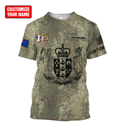 Custom Name New Zealand Aotearoa Coat Of Arm Army 3D All Over Printed Combo T-Shirt BoardShorts