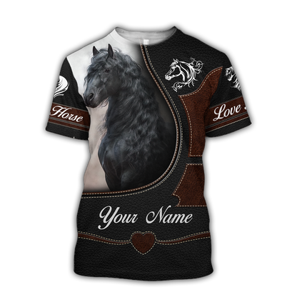 Personalized Name Friesian Horse 3D All Over Printed Unisex Shirts