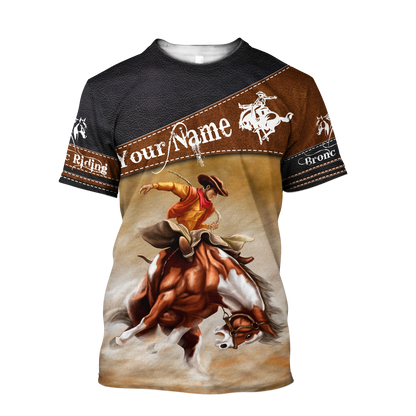 Personalized Name Rodeo 3D All Over Printed Unisex Shirts Bronc Riding