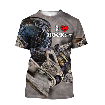 3D All Over Printed I Love Hockey  Unisex Shirts
