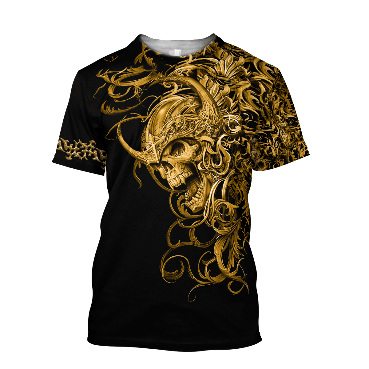 Premium Skull 3D All Over Printed Unisex Shirts Golden Warrior