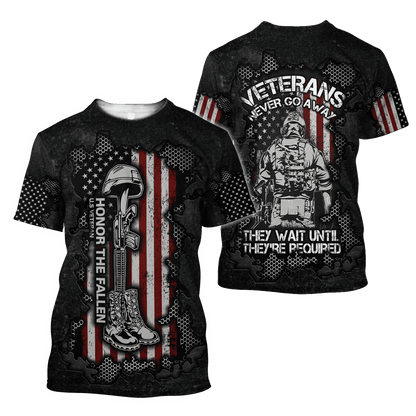 US Veteran never go away 3d printed shirts Proud Military DD20052101