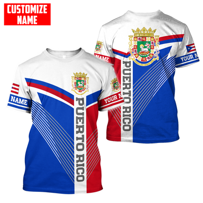 Customize Name Puerto Rico 3D All Over Printed Unisex Shirts