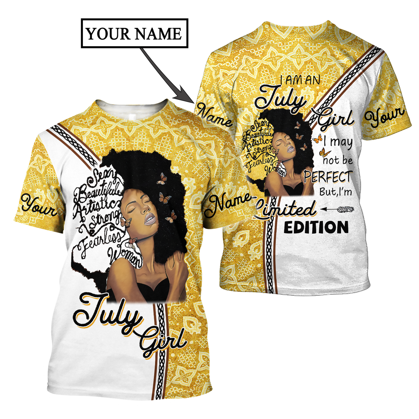 July Girl Personalized  Name 3D All Over Printed Hoodie