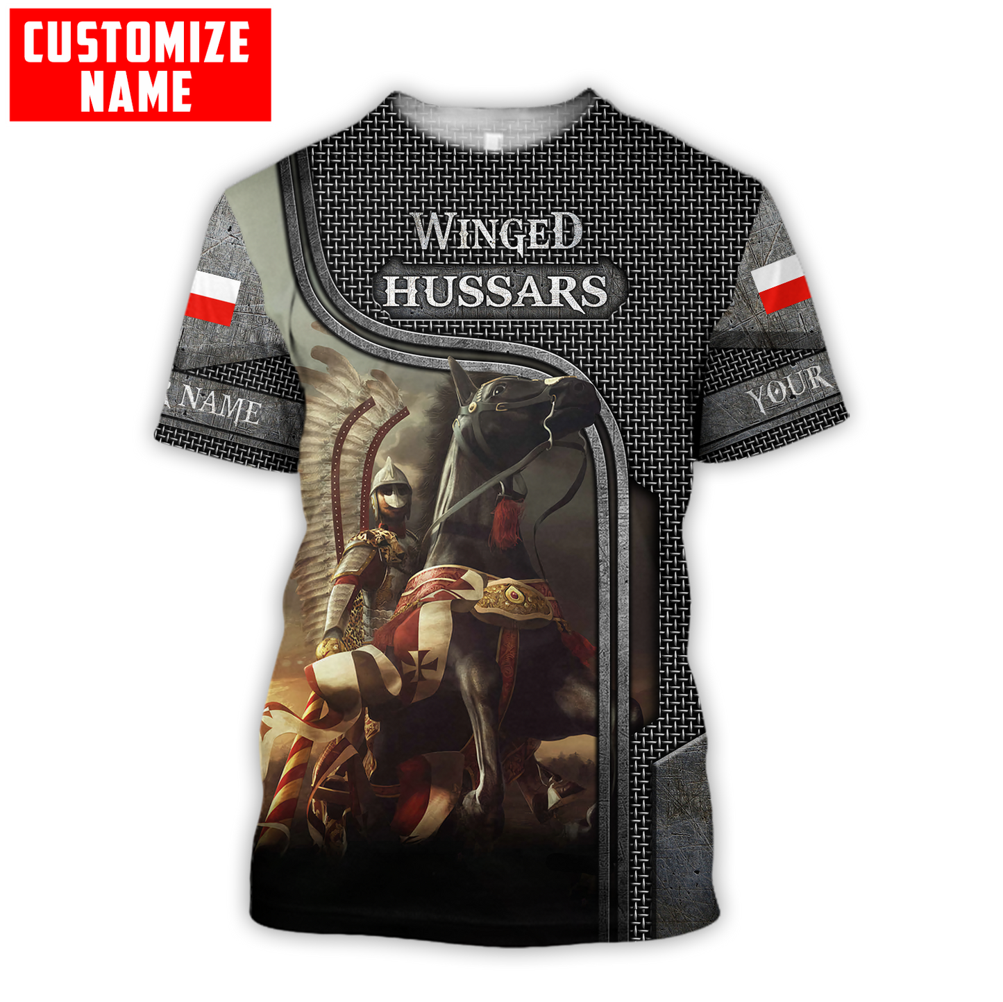 Premium Cavalry Winged Hussars armour pattern Custom name 3D Printed Shirts