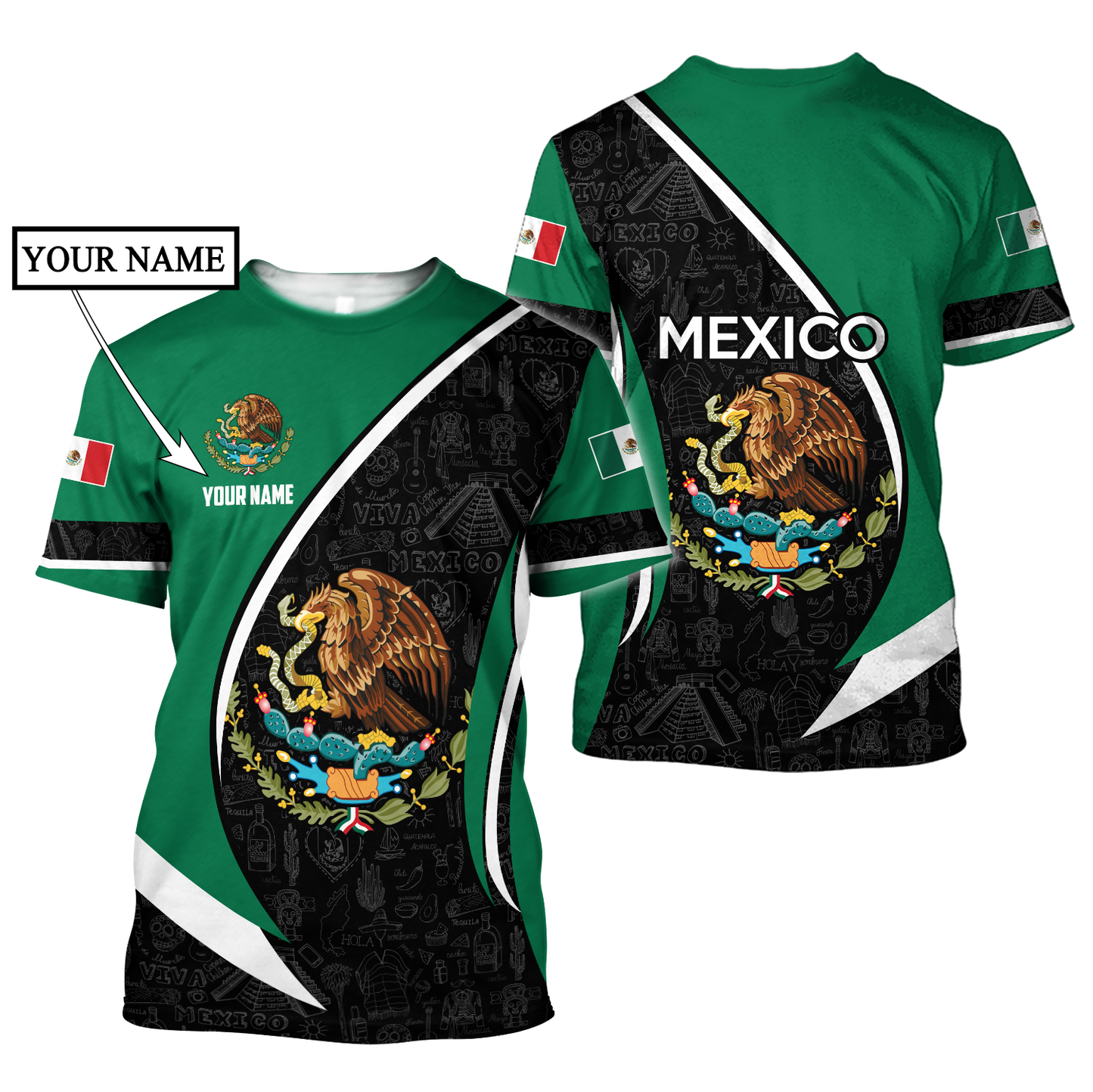 Persionalized Mexico 3D All Over Printed Unisex Hoodie