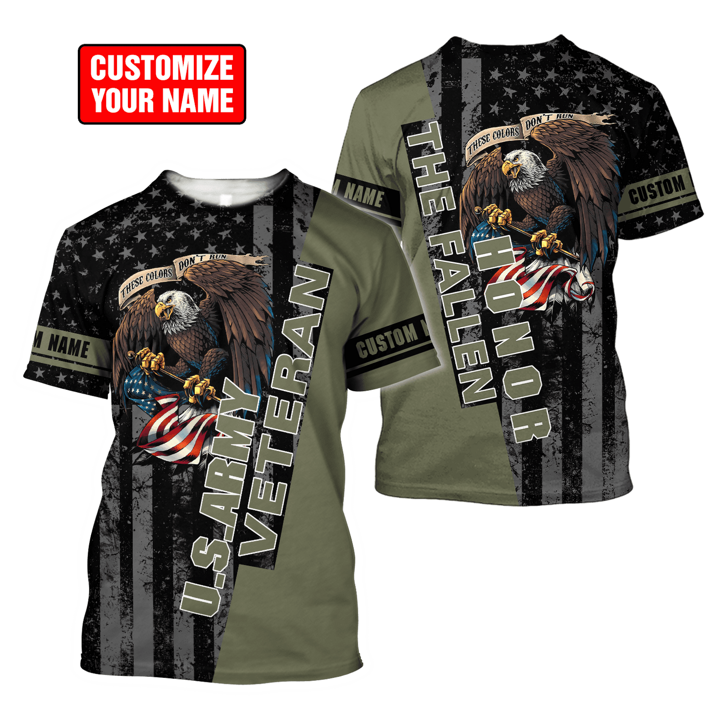 Custom name US Army Veteran Honor the fallen 3d printed shirts Proud Military DD19052110