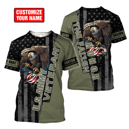 Custom name US Army Veteran Honor the fallen 3d printed shirts Proud Military DD19052110