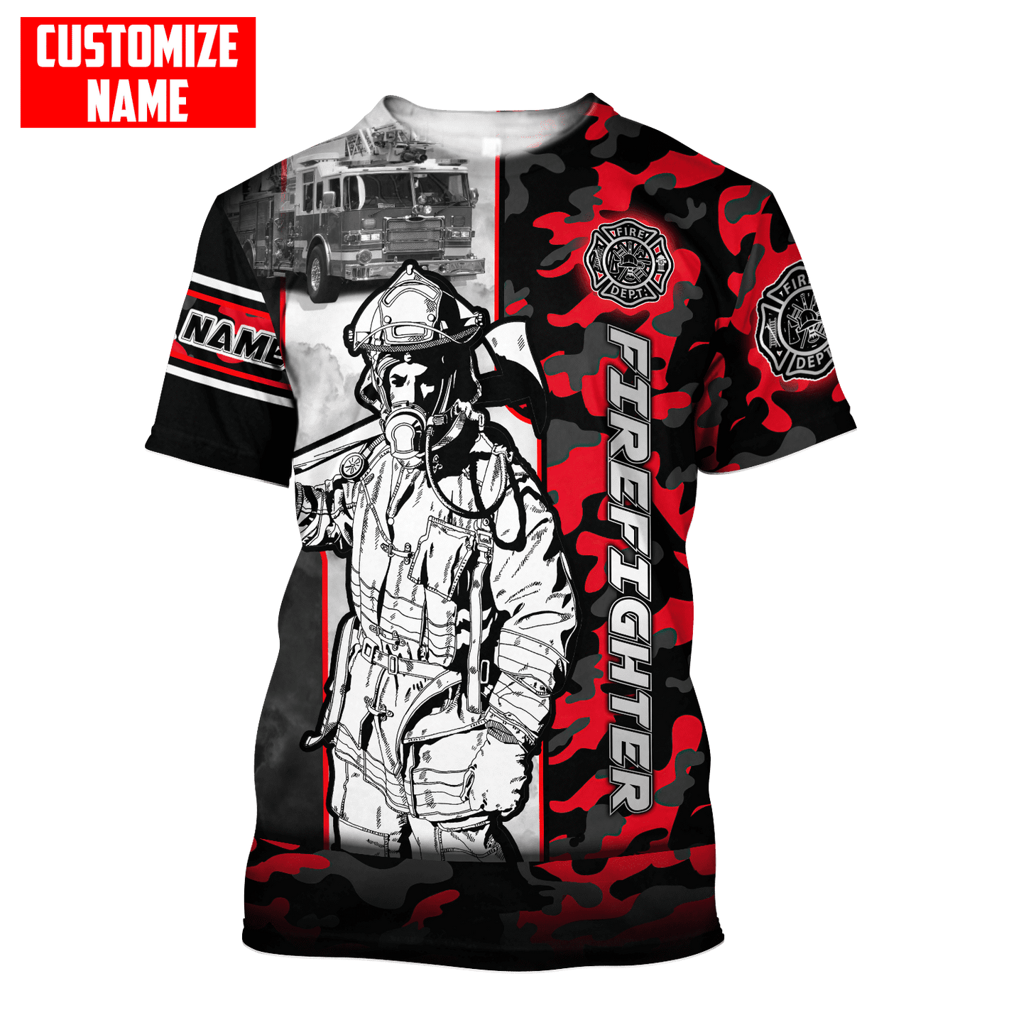 Customize Name Firefighter 3D All Over Printed Unisex Shirts