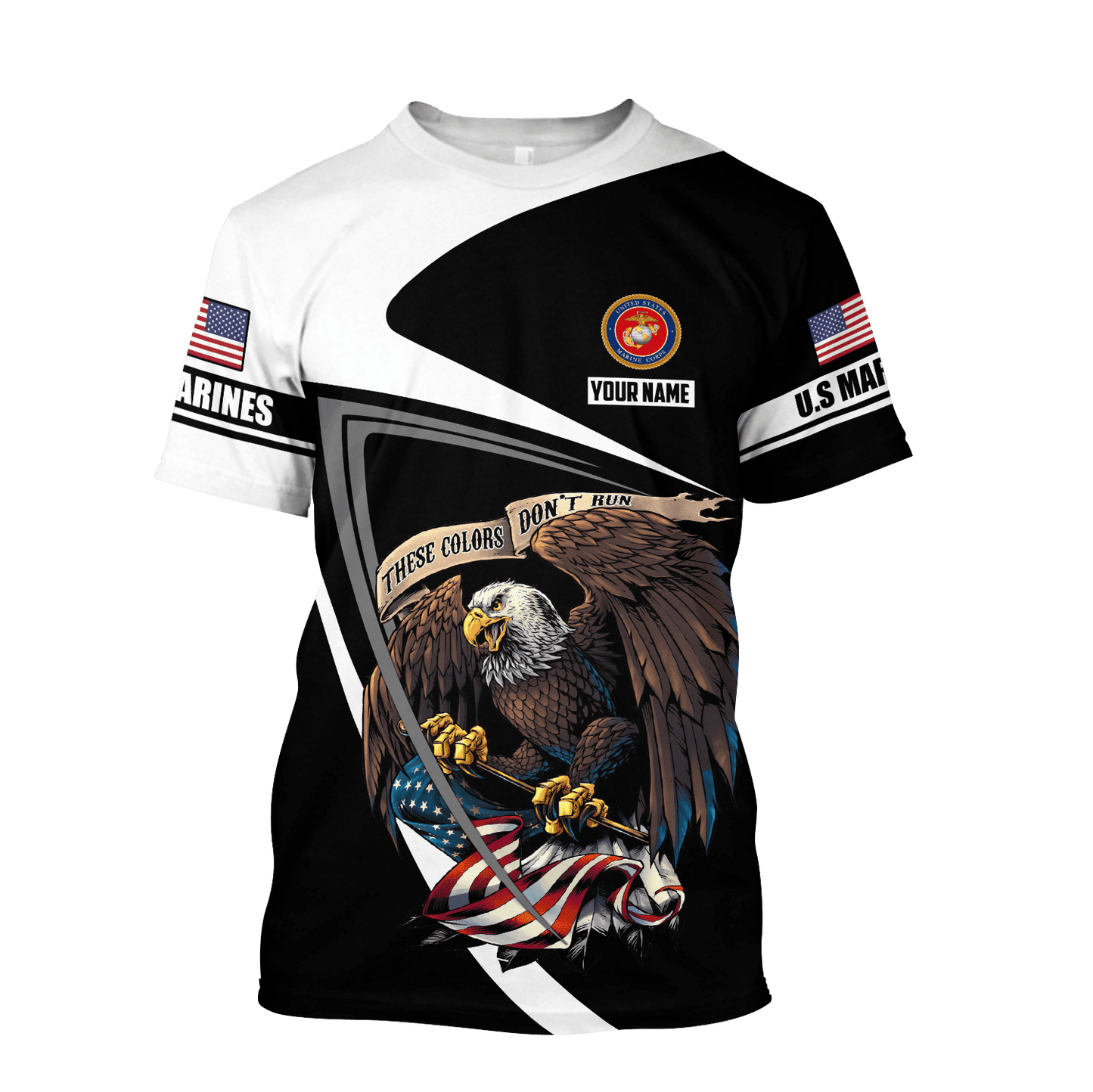 Custom name US Marine Corps Veteran 3D printed shirts Proud Military