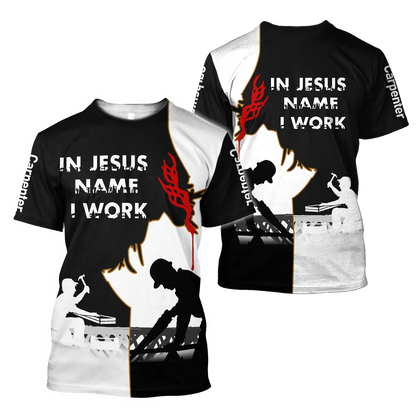 Premium In Jesus Name I Work 3D All Over Printed Unisex Shirts