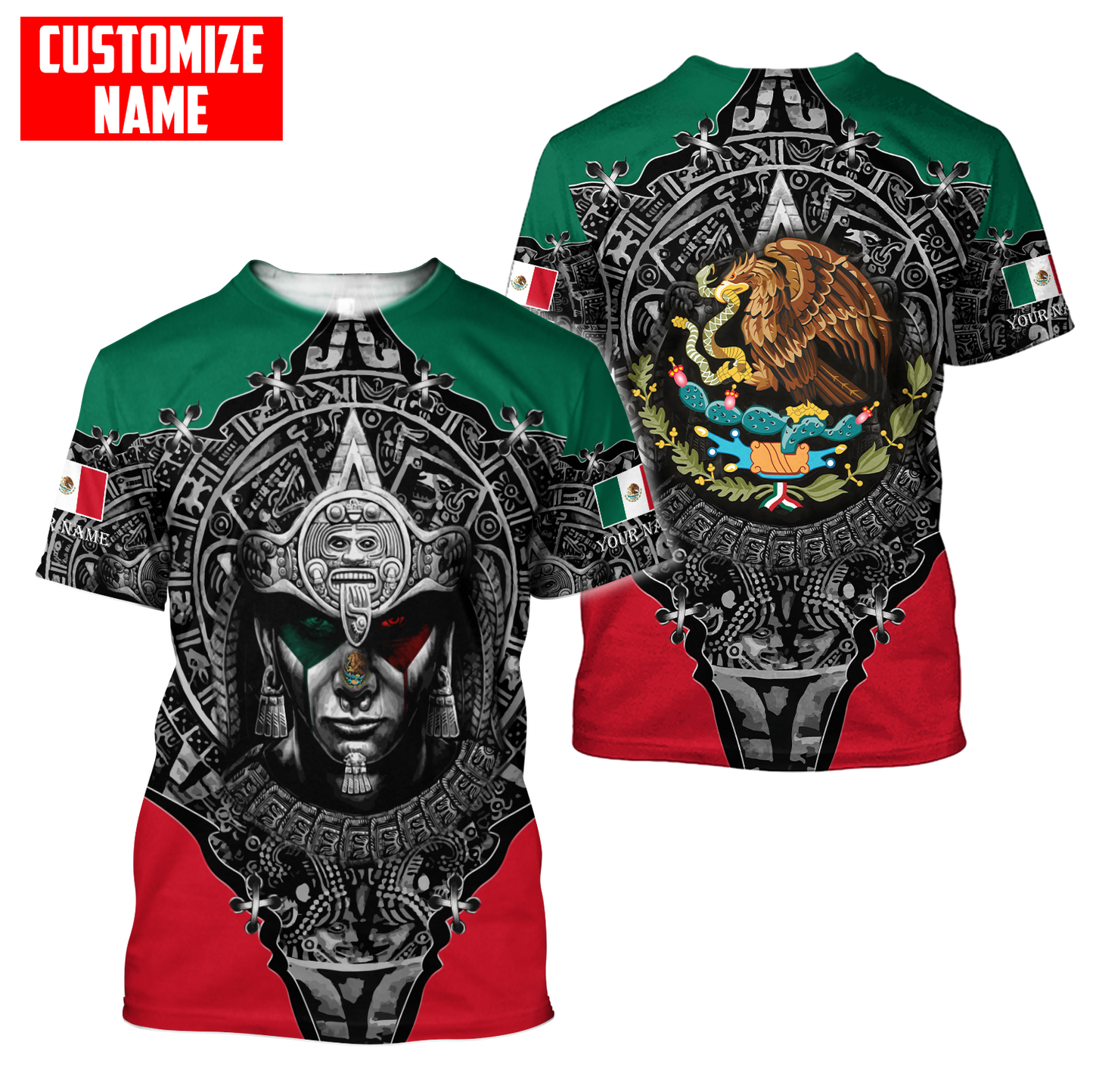 Personalized Name Aztec Mexican 3D All Over Printed Unisex Shirts