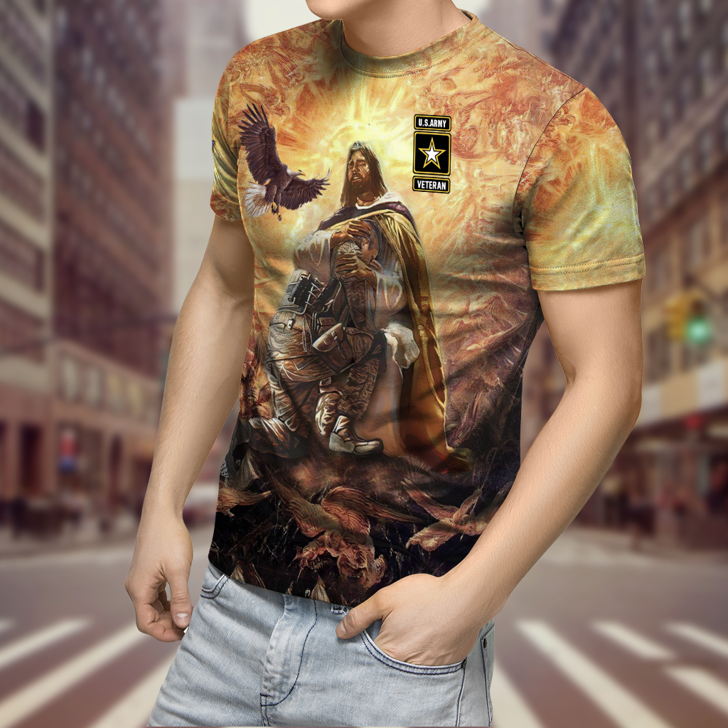 US Army Veteran Jesus 3D All Over Printed Combo T-Shirt BoardShorts