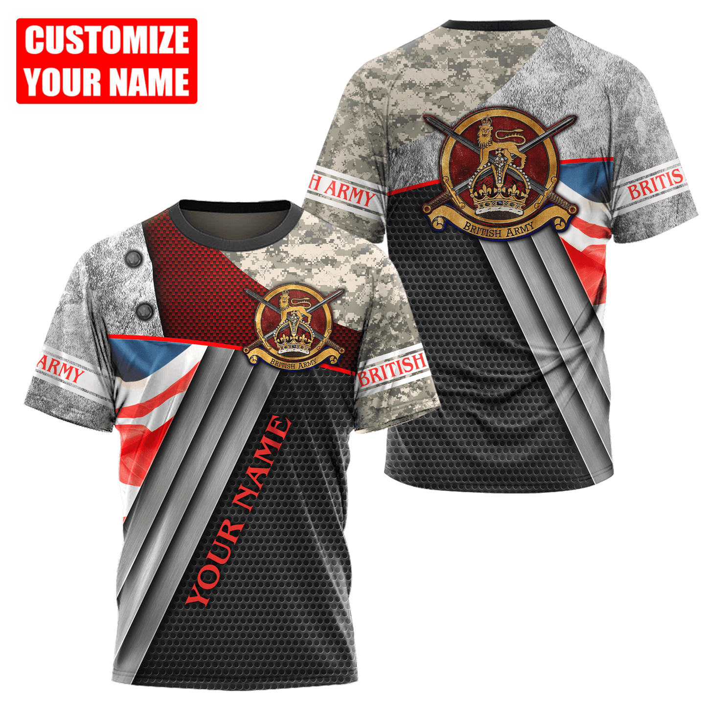 British Army 3D All Over Printed Unisex Shirts