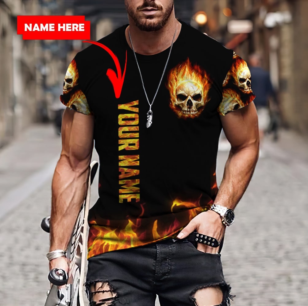 Customize Name Fire Skull Hoodie For Men And Women TNA29052102
