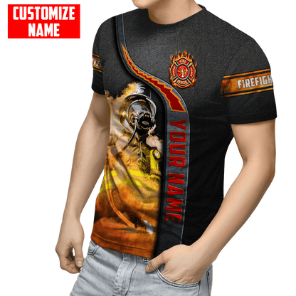 Customize Name Firefighter 3D All Over Printed Unisex Shirts