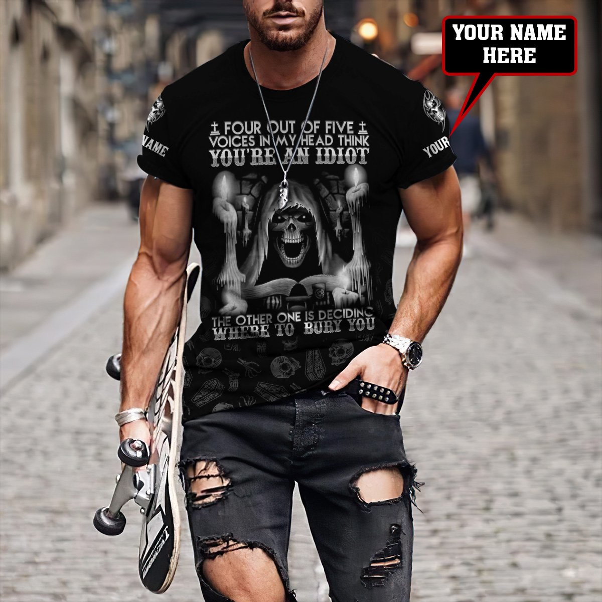 Customize Name Tattoo Skull Hoodie For Men And Women AM15042103