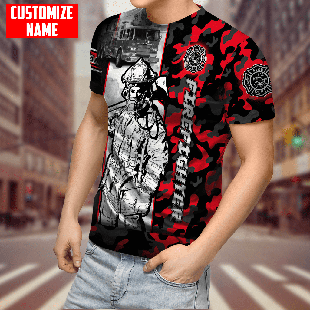 Customize Name Firefighter 3D All Over Printed Unisex Shirts