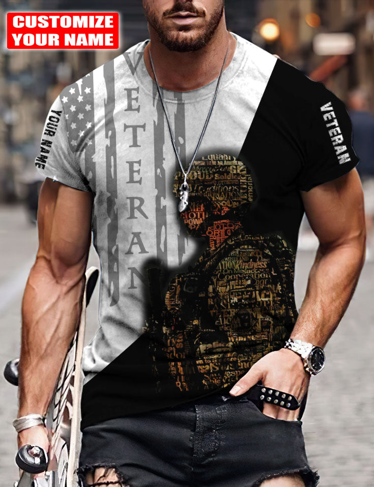 Custom Name US Veteran 3D All Over Printed Unisex Shirts