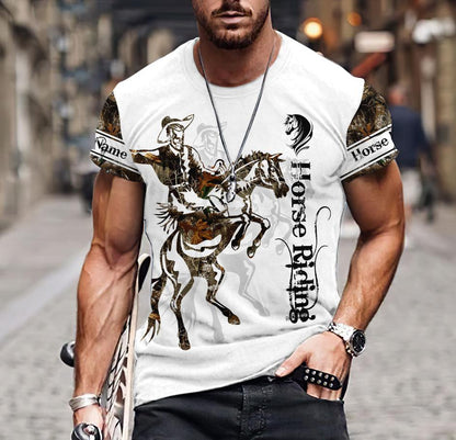 Personalized Name Rodeo 3D All Over Printed Unisex Shirts Rodeo Pattern Horse Riding Tattoo