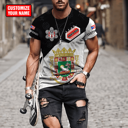 Customize Name Puerto Rico 3D All Over Printed Unisex Shirts