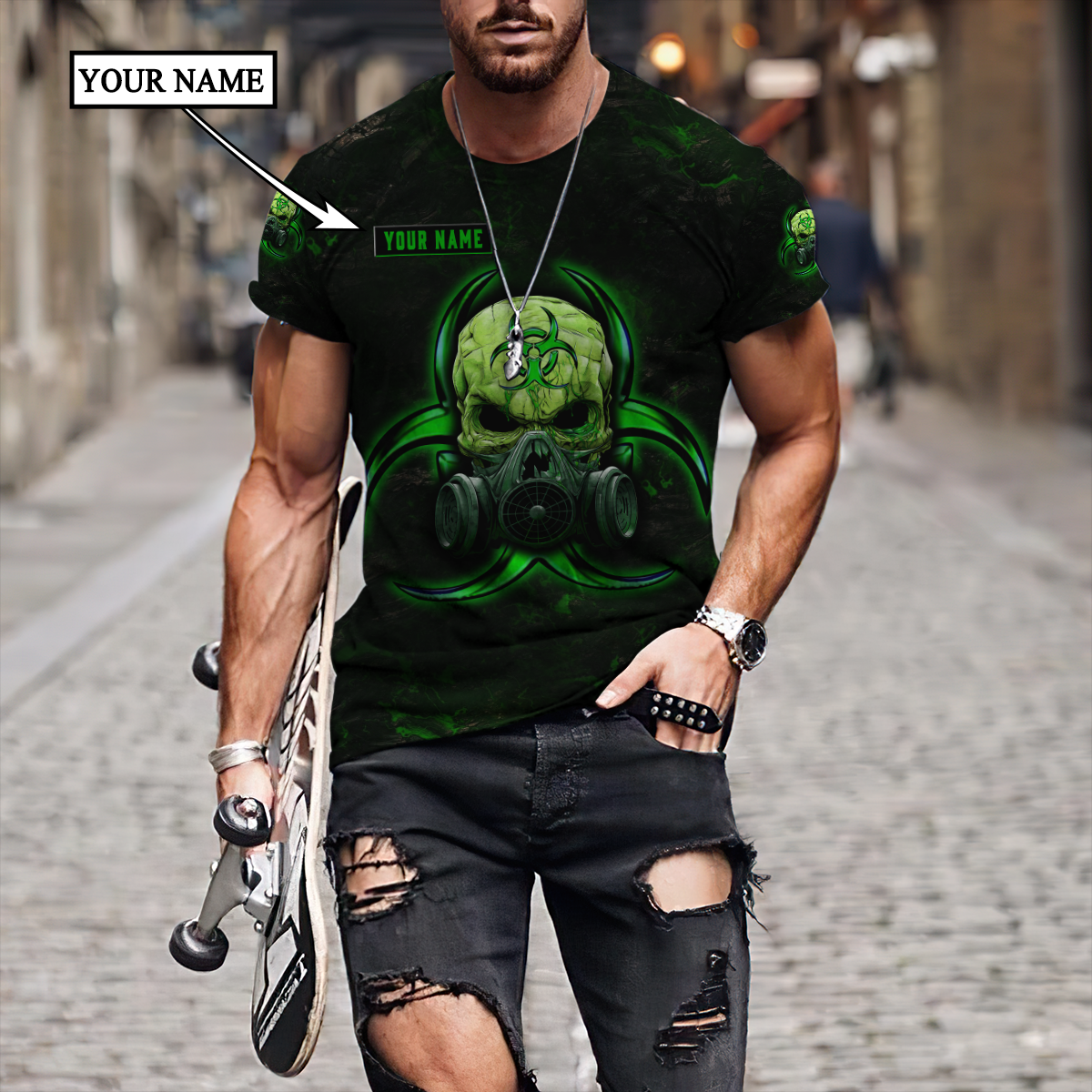 Customize Name Green Skull Hoodie For Men And Women DD01042101