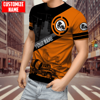 Concrete Finisher Orange Mixer Custom name 3D printed shirts