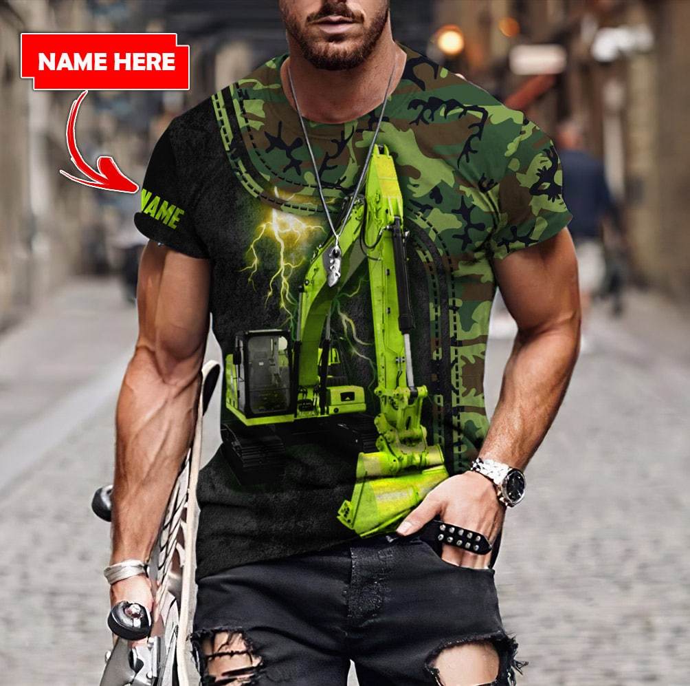 Customized Name Excavator 3D All Over Printed Unisex Shirt